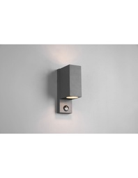 [SAM-TRIO214269242] Applique Squadrata Esterno Doppia Emissione Sensore Movimento Roya Antracite IP44 Trio Lighting - Samnite