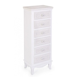 [SAM-B0744861] Cassettiera classica in legno bianco 6 cassetti Charlene - Samnite