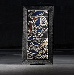[SAM-QU/087] Cassettiera con sportelli in similpelle e struttura in legno 55x60x130,5h cm - Samnite