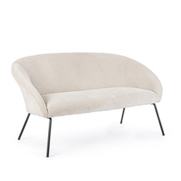 [SAM-B0735245] Divano acciaio velluto bianco Aiko Velvet cm 142 x 80 x 75 - Samnite