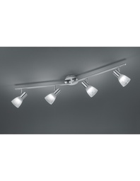 [SAM-TRIOR82231407] Faretto Visto 4xE14 Led Nichel E Vetro Alabastro L90 cm Trio Lighting - Samnite