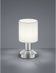 [SAM-TRIO595400101] Lampada Da Tavolo Garda Nichel E Tessuto Bianco Ø9 cm Trio Lighting - Samnite