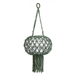 [SAM-B0140976] Lanterna sospesa stile vintage realizzata in macrame, colore verde 70h cm - Samnite