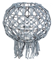 [SAM-B0140972] Lanterna stile vintage realizzata in macrame, colore grigio 38h cm - Samnite