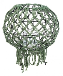 [SAM-B0140971] Lanterna stile vintage realizzata in macrame, colore verde 38h cm - Samnite