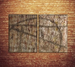 [SAM-QU/128] Olio su tela multicolor e telaio in metallo 75x100 cm - Samnite