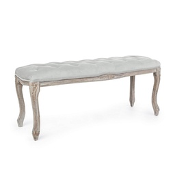 [SAM-B0743498] Panca classica legno velluto grigio Mathilde cm 110 x 36 x 47 - Samnite