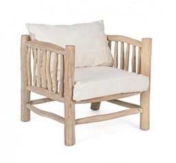 [SAM-B0680530] Poltrona in Teak Naturale con Cuscini in Cotone Sahel  - Samnite