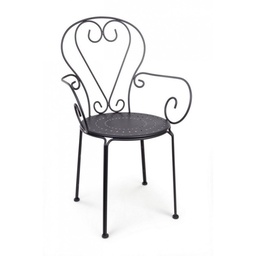[SAM-B0802391] Sedia da giardino con braccioli in acciaio Antracite ETIENNE 49x49x h89 cm - Samnite