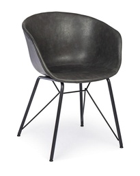 [SAM-B0734316] Sedia vintage ecopelle antracite Warhol - Samnite