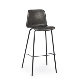 [SAM-B0734310] Sgabello bar vintage acciaio similpelle antracite Kyra cm 39 x 44 x 103,5 - Samnite