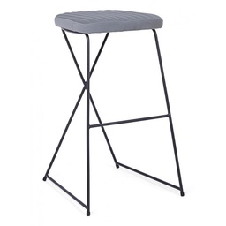 [SAM-B0710626] Sgabello da Bar in acciaio e velluto Grigio KINSLEY 40x46 h76 cm - Samnite