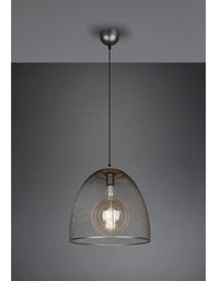 [SAM-TRIO309090167] Sospensione Ivar Nichel Antico Diffusore A Parabola Con Rete Ø40 cm Trio Lighting - Samnite