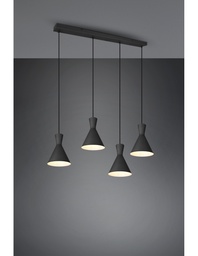 [SAM-TRIOR30784032] Sospensione Lineare Enzo 4xE27 Nero Opaco Trio Lighting - Samnite