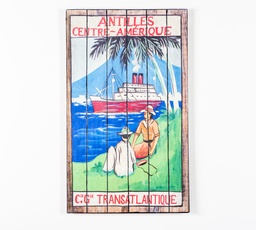 [SAM-WEAL034] Stampa su legno con tela multicolor 60x100 cm - Samnite