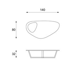 [SAM-OM/372/GS] Tavolino in mdf grigio scuro e base in metallo 140x80x32h cm - Samnite